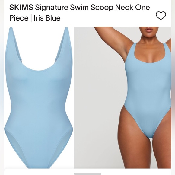 Skims Recycled Swim Scoop Neck One Piece Bathing Suit Iris Blue 4X New With Tags - Picture 2 of 6